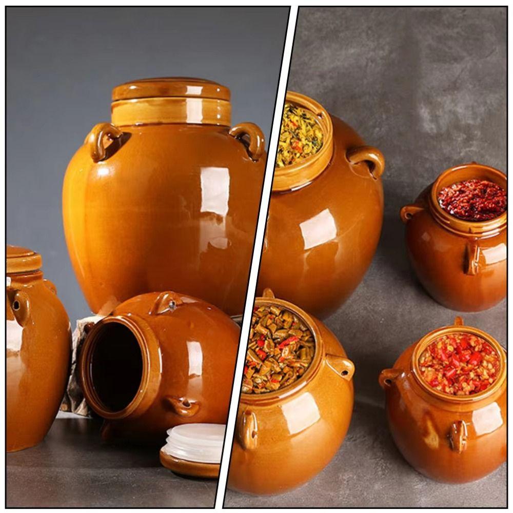 Large Capacity Kimchi Pickling Pot Ceramic /Mason Lid Pickels Making Containers  Onions