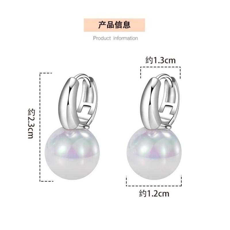 ANENJERY Large Symphony Imitation Pearl Hoop Earrings for Women Girl Simple Unique Niche Design Huggies Party Jewelry