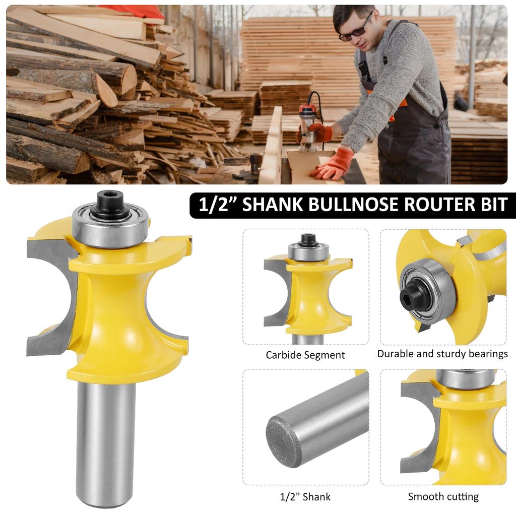 5 шт. 1/2-дюймовый хвостовик с закругленным носом, набор твердосплавных радиусных полукруглых подшипниковых фрез, прочная фреза для резки кромок, деревообработка