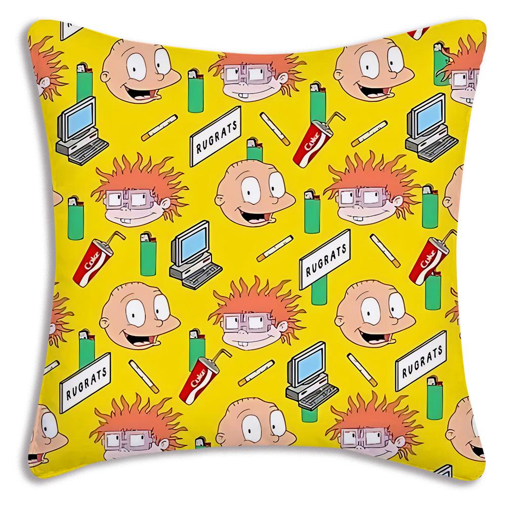 Мультяшные забавные наволочки R-Rugrats Мультяшные декоративные чехлы для дивана Домашние двусторонние короткошерстные плюшевые милые чехлы для подушек