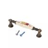 Durable Ceramic Handle Flower Door Handles Cabinet Pull Knob  Furniture