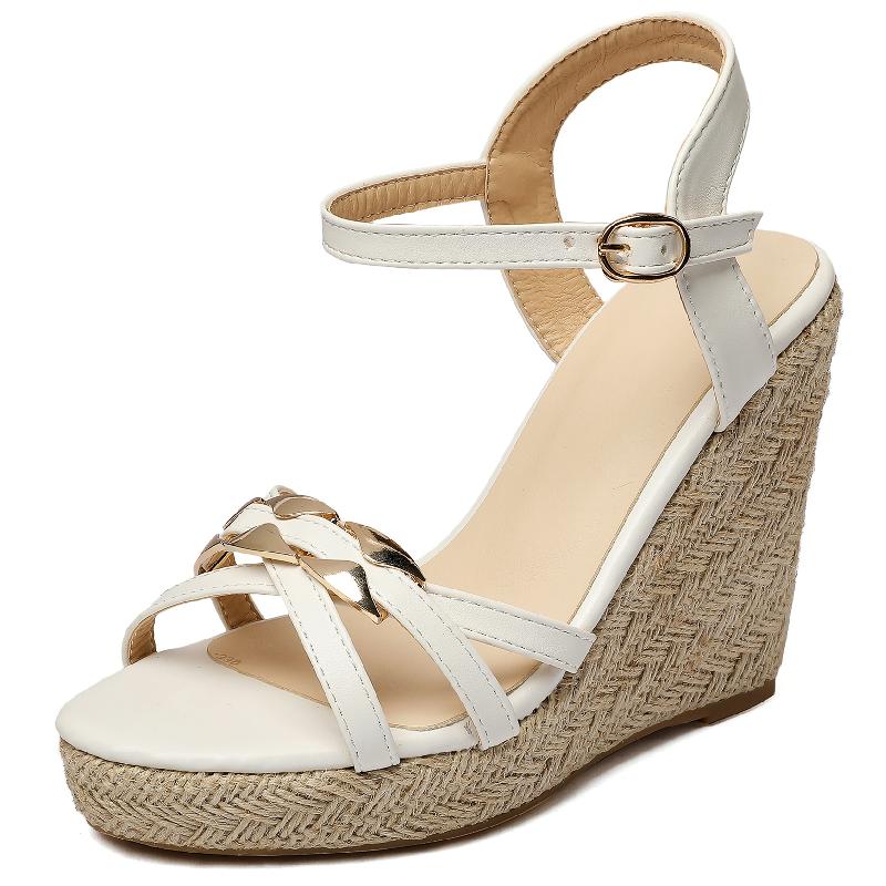 Wedge Shoes Sandals For Women Summer Flip Flops Large Size 44 45 50 Knitted High Heels Gladiator Casual Red Party Shoes Ladies