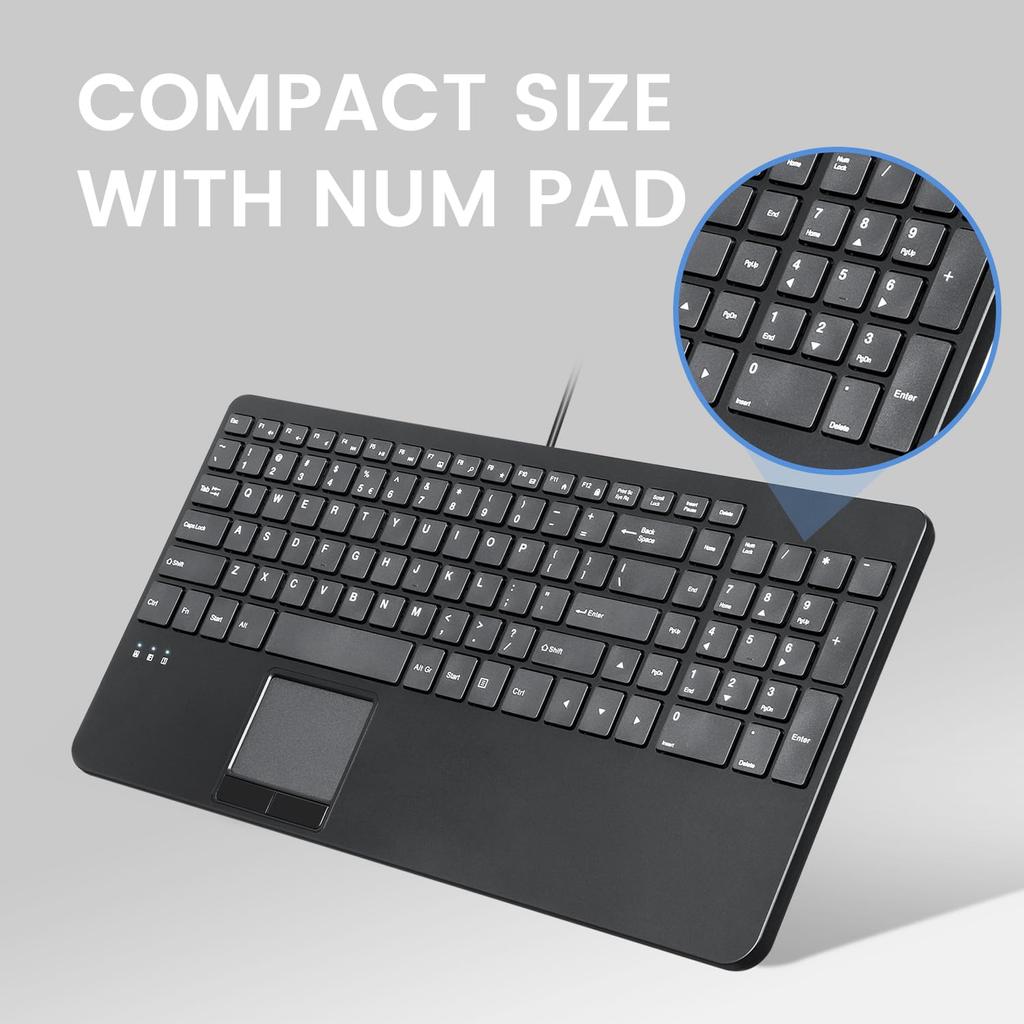 Perixx Wired Compact Keyboard with Touchpad Pantograph Key PERIBOARD-534US
