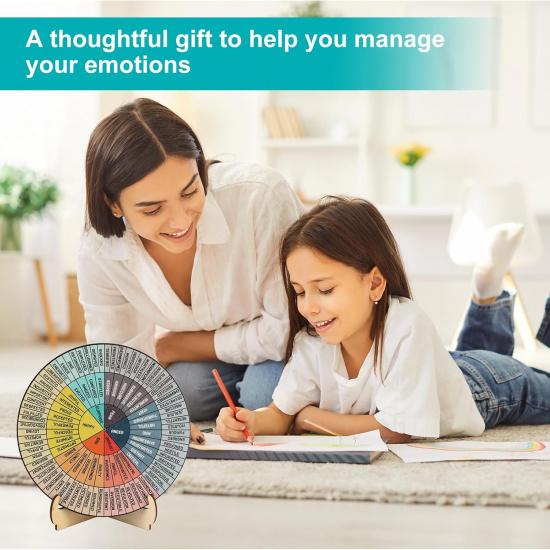3PCS Mental Health Decor Set,Feelings Wheel & 2 Stands, Emotion Wheel,Suitable for Emotion Recognition and Communication, Ideal for School Counselors