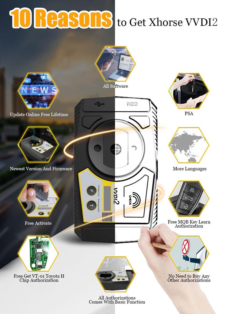 Полный комплект V7.3.7 Xhorse VVDI2 со всеми 13 программами, включая OBD48 + 96bit 48 + MQB + BMW FEM/BDC