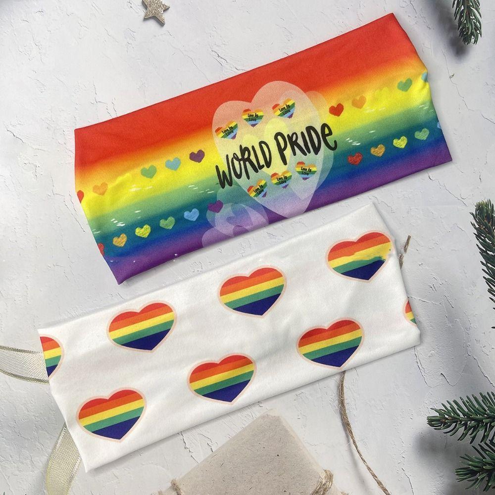 Soft Rainbow Headband Parade Sports Hairband Hair Accessories Rainbow Elastic Headband Pride Month