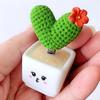 4Pcs/Set Mini Potted Cactus Ornament Cartoon Expression LOVE Shape Cactus Planter Pot Statue Figurine