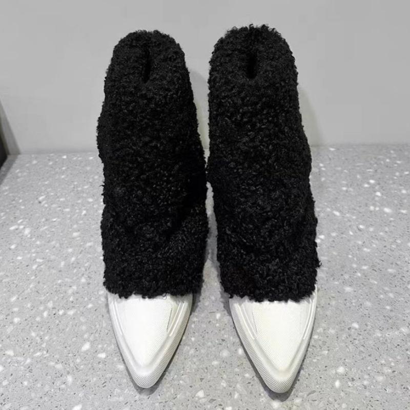 Женские ботильоны на платформе с мехом и острым носком, зима 2025, новые повседневные туфли «Челси», короткие, плюшевые, теплые, для ходьбы, для снега, Botas Mujer