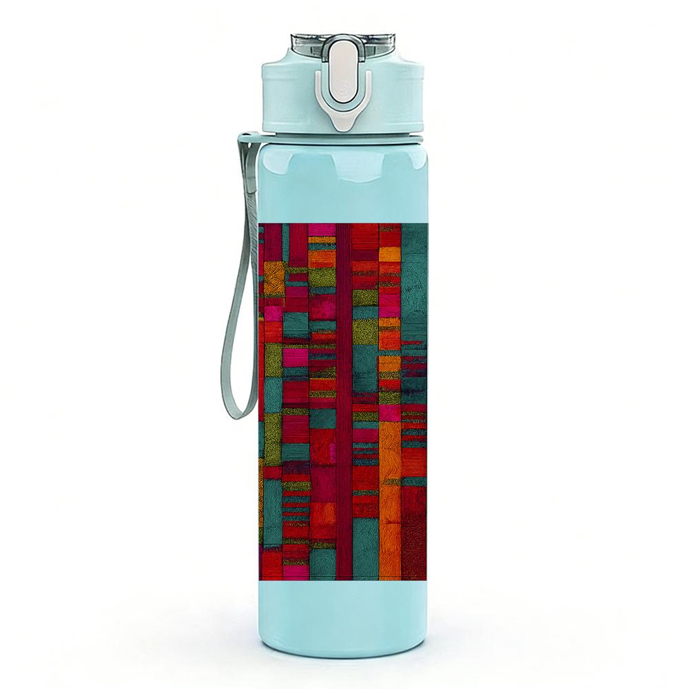 1 шт. Яркая мозаика Color Block, 750 мл, цветная пластиковая спортивная бутылка для воды, герметичная крышка с откидной соломинкой, для спорта, офиса, дома