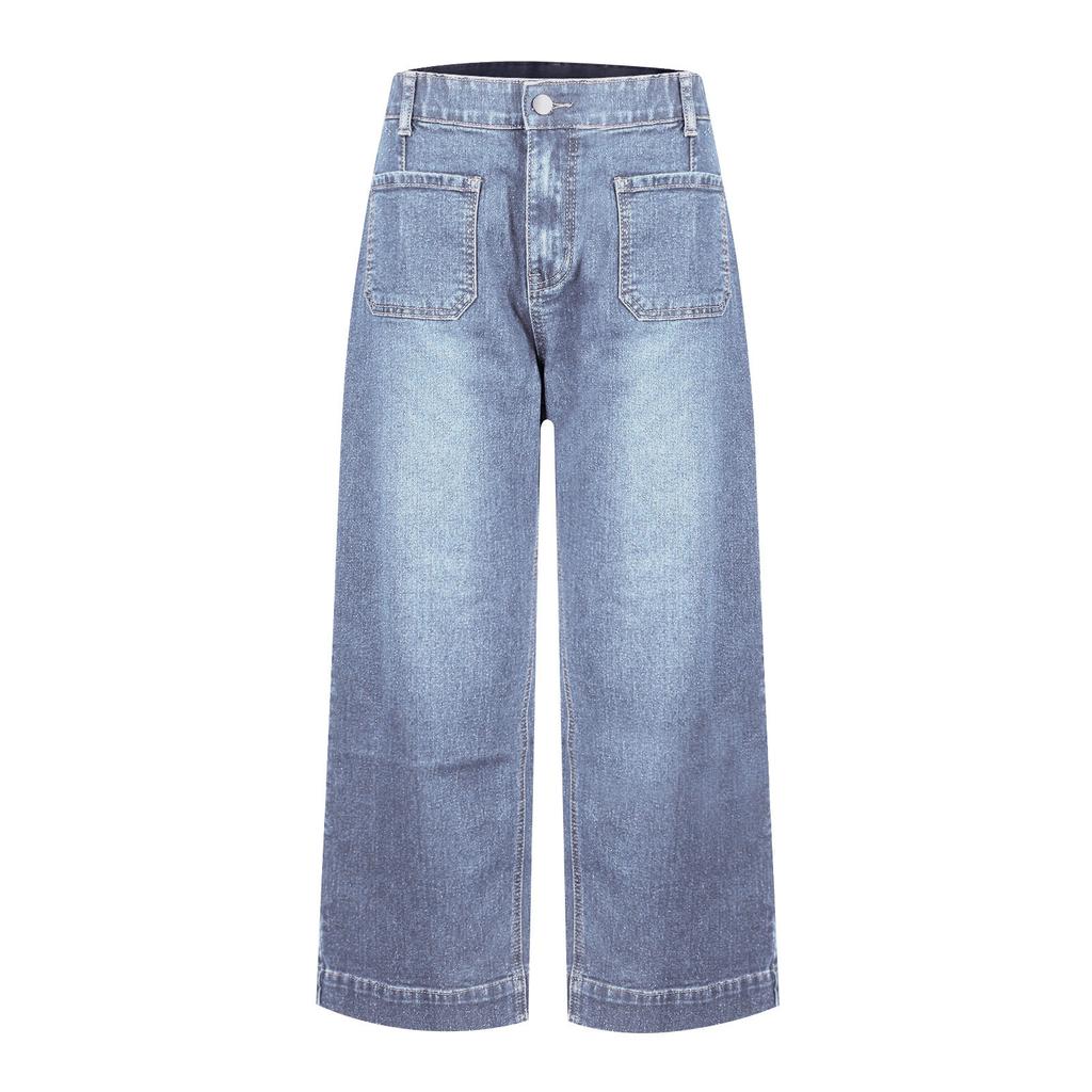 Женские однотонные повседневные модные джинсы с карманами