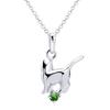 Серебряное ожерелье Angel Cat, камень мая, изумруд, для женщин, s-171-05