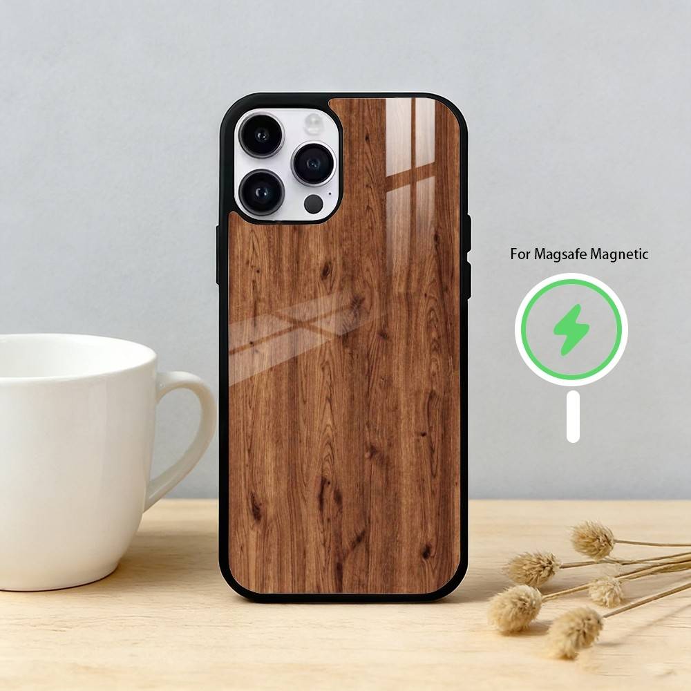 N-Чехол для телефона из натурального дерева для iPhone 17,16,15,14,13,12,Plus,Pro,Max Для магнитной беспроводной зарядки