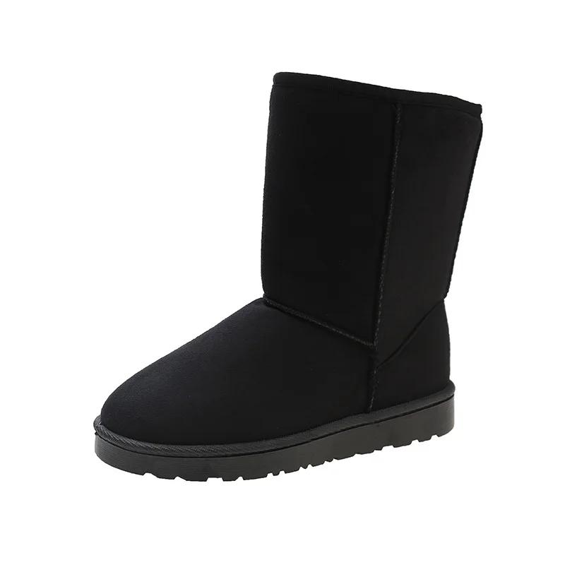 Женские туфли средней длины, женские зимние сапоги Moon, элегантные, на среднем каблуке, полувысокие, коричневые, зима 2024, стильная акция Pu On