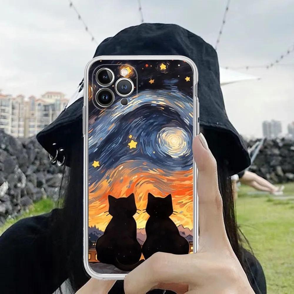 Чехол для мобильного телефона iPhone15 Mini, чехол для мобильного телефона Star Cat, окрашенный, устойчивый к падениям, для мобильного телефона, устойчивого к падениям.
