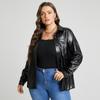 Autumn Thin 2022 PU Leather Jackets Women Vintage Long Sleeve Coats Fashion Buttons Lapel Neck Casual Outerwear Solid Color Coats Plus Size FZH