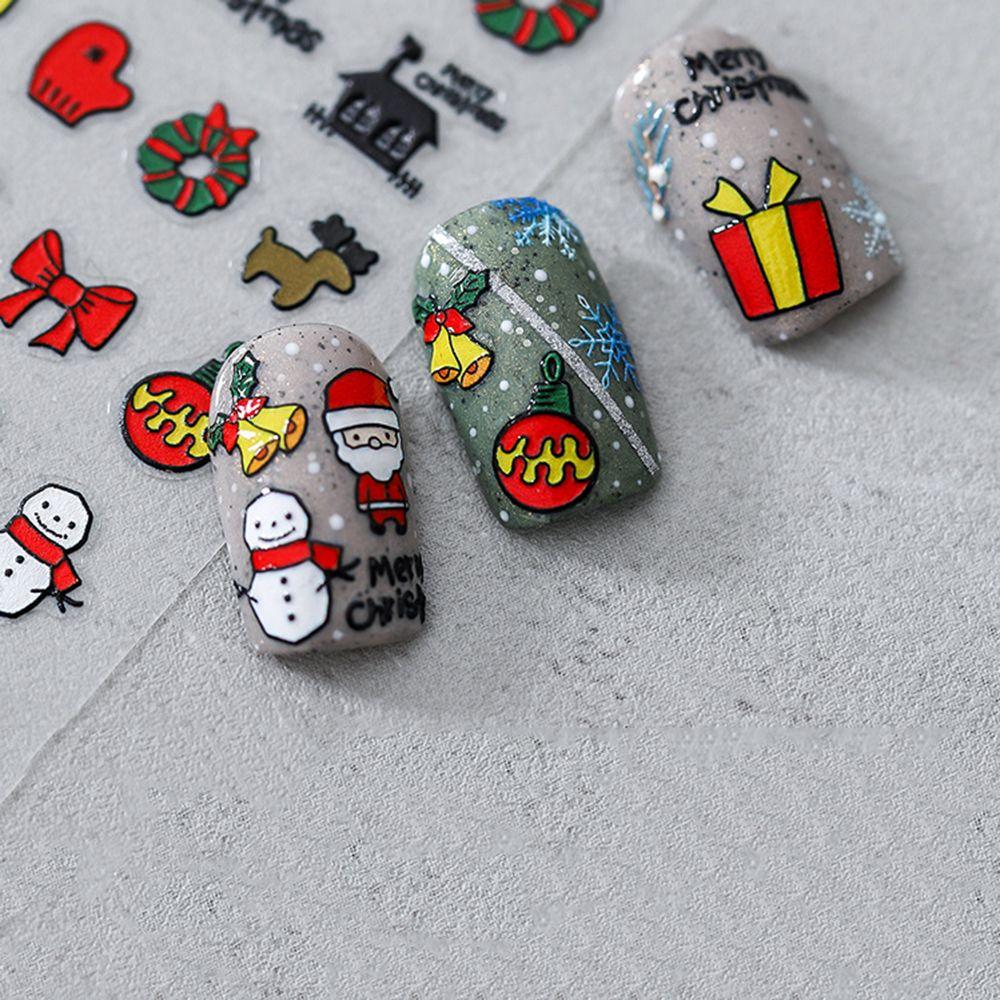 Дизайн ELK DIY Украшение для ногтей Рождественский нейл-арт 5D Рельефные наклейки для ногтей Маникюрные аксессуары