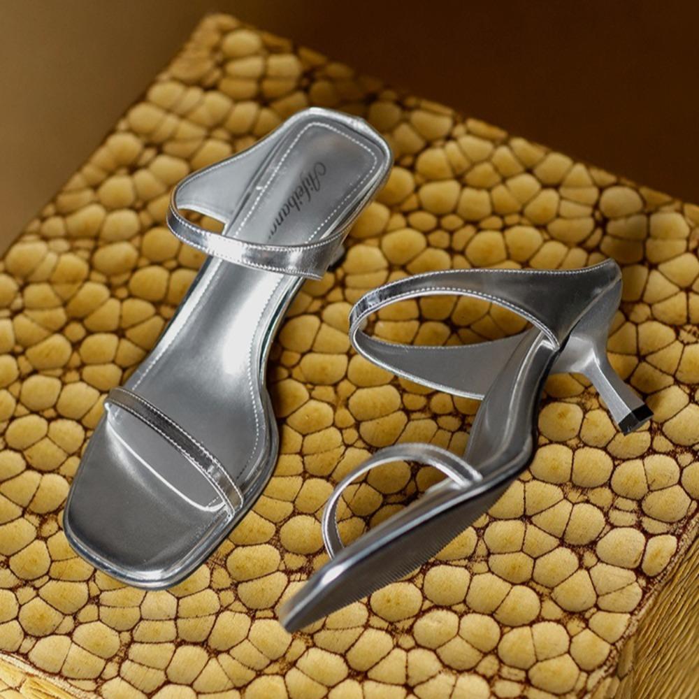 Шлепанцы на высоком каблуке Женские летние уличные Новые модные шлепанцы с открытым носком Прохладные шлепанцы Женские босоножки на высоком каблуке Летняя женская обувь