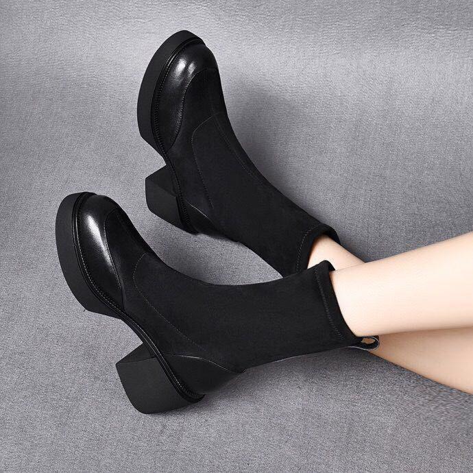 Boots Women's Boots 2025 Autumn and Winter New European and American Style Three Height High Boots Over Knee Boots Thick-soled Coarse Heel Leather Boo