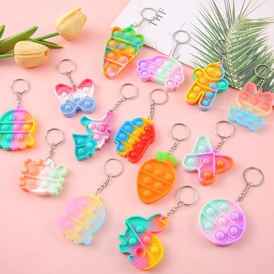 Bubble Popping Keychain Students Office Workers Stress Relief Push Bubble Key Ring Backpack Hanging Decoration