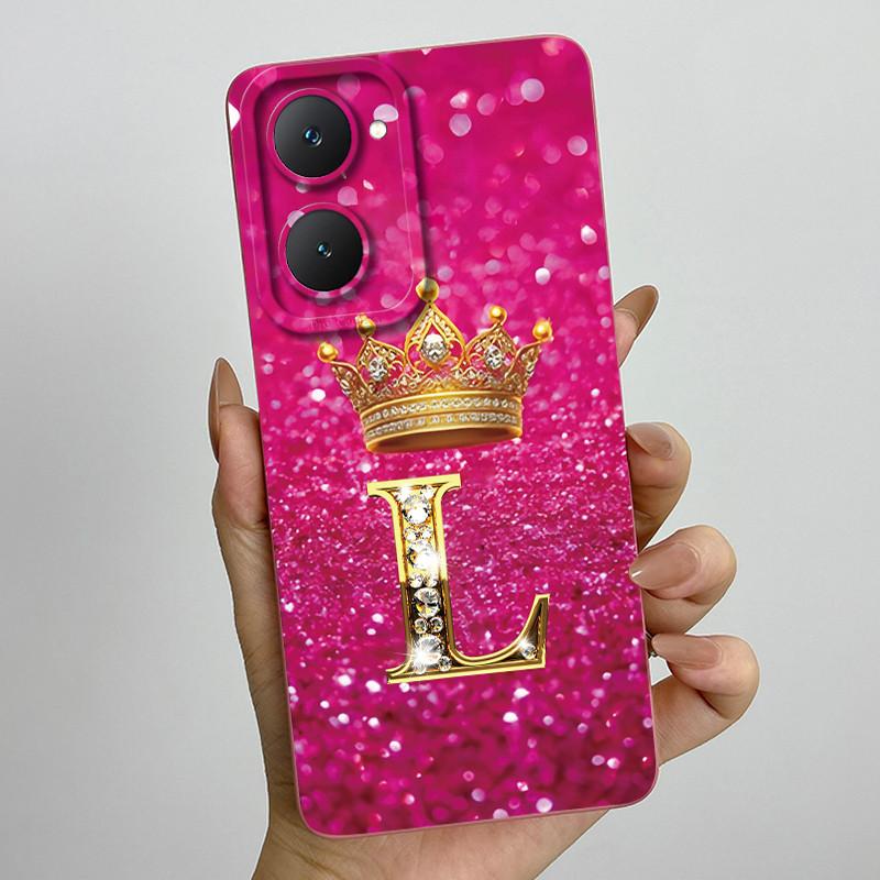 For Vivo Y18 Y18i Y18e Y28s 5G Case Soft Silicone Crown Letter For Vivo Y03 Y03T Case Fundas Coque VivoY03 V2332 Bumper Shells