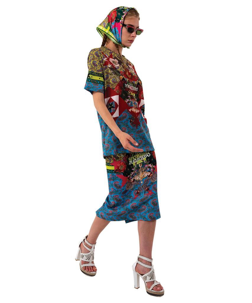 Greedius Blue Paisley Skirt