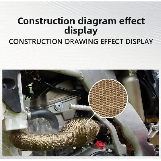 Motorcycle Exhaust Thermal Band Heat Wrap Protection Manifold Insulation Tape with Stainless Ties Fiberglass Heat Shield Tape