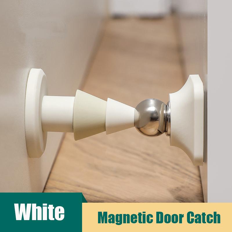 Magnetic Door Stop Silicone Adhesive Door Catch No Punching Door Holder For Home Traceless Installation Door Stopper Whiteb