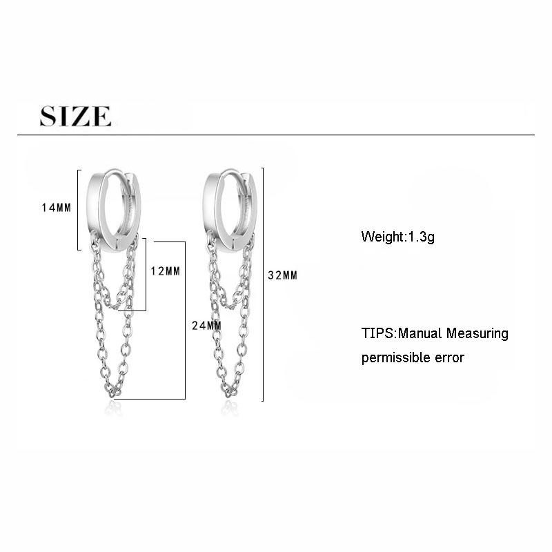 ANENJERY Двойной слой в стиле панк-цепочки, серьги-кольца, украшения для ушей для женщин, вечерние