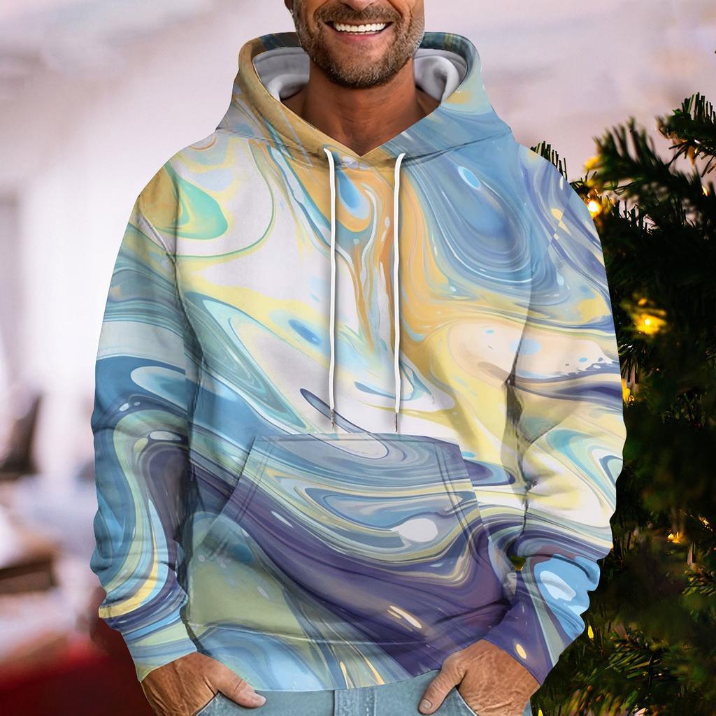 Men'S Loose Fashion Retro Printed Hooded Sweatshirt Casual Fashion Sports Sweatshirt