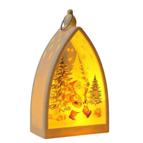 Винтажное Рождественское Украшение Дом Форма Санта Клаус Олень Снеговик Статуэтка Ночник Светящееся Украшение