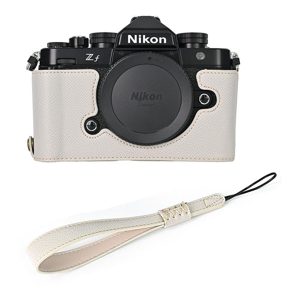 Palm Print PU Leather Camera Half Body Case for Nikon Zf ZF Z f Battery Opening Bottom Cover With Hand Strap