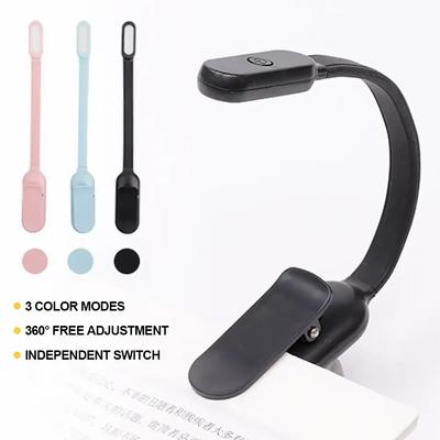 USB мини светодиодный ночник для чтения с 3 цветами, регулируемая яркость, пристегивающаяся лампа для чтения, учебы, перезаряжаемая для путешествий, чтения в спальне
