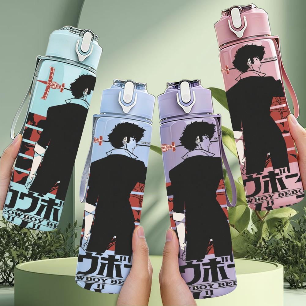 1PC Gunman Back View Art 750ml sports water bottle leakproof straw lid outdoor office home