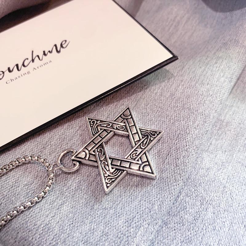 Шестиконечная звезда Давида, кулон, ожерелье, двустороннее ретро, ​​титановая сталь, ювелирные изделия в стиле панк для мужчин и мальчиков