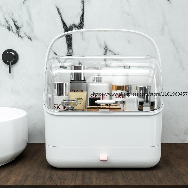 Многофункциональный прозрачный ящик для хранения косметики, портативный органайзер с разделителями, домашний туалетный столик, кейс для ухода за кожей