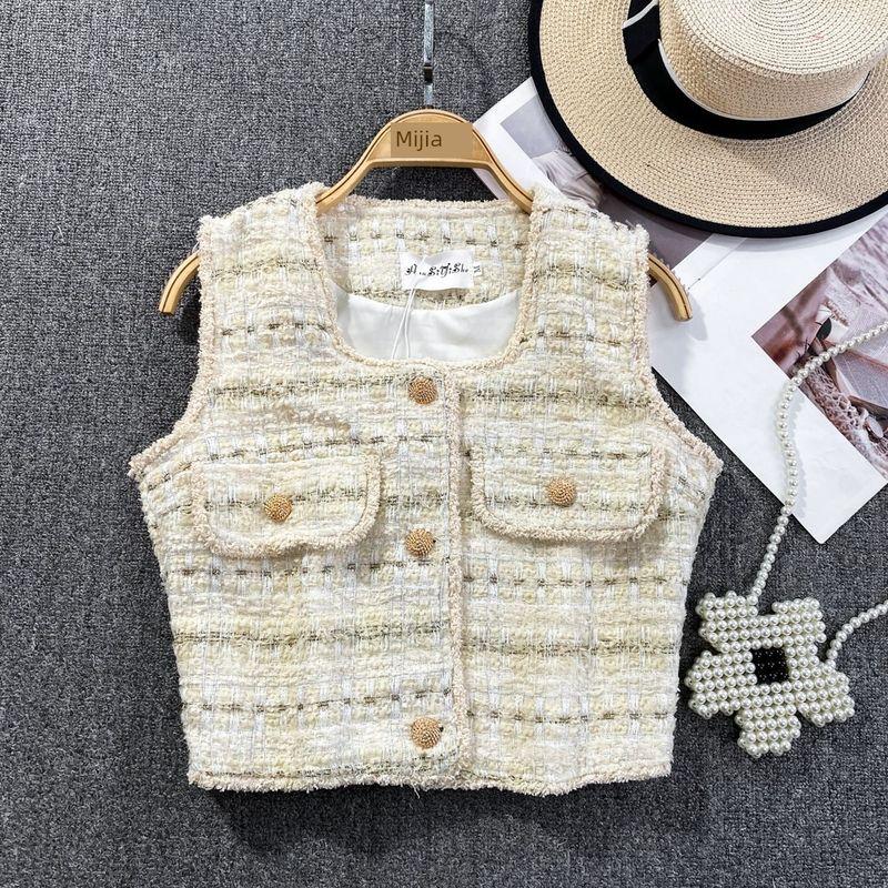 Classic Style Crew Neck Casual Short Tops Vest Vest