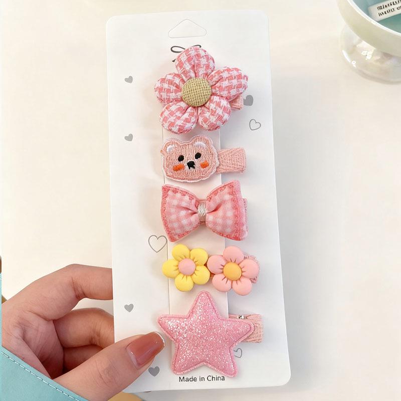 Adorable Fabric Bow & Flower Hair Clips for Kids - Non-Damaging Accessories