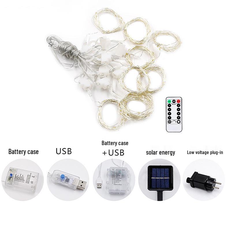Светодиодная медная проволока 3x3 м, гирлянда-штора, сосульки, с USB, с дистанционным управлением, для рождественского и праздничного украшения комнаты