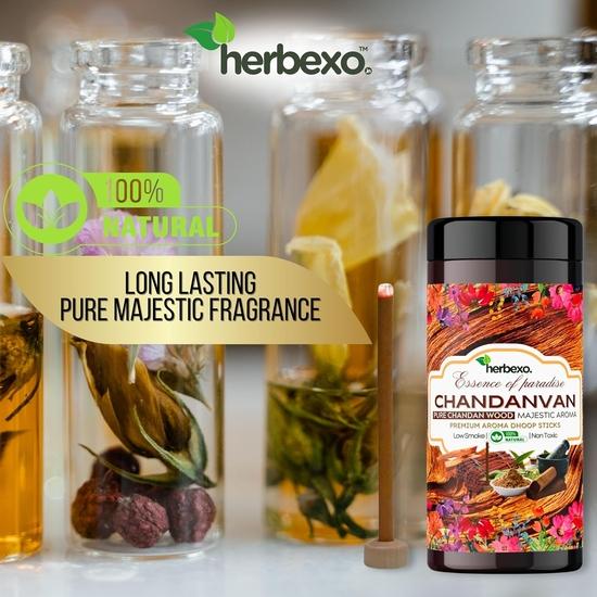 Herbexo Чистый Сандал (Чандан) Attar Dhoop Sticks | Стойкие величественные ароматы Ittar | 100% натуральный, без древесного угля