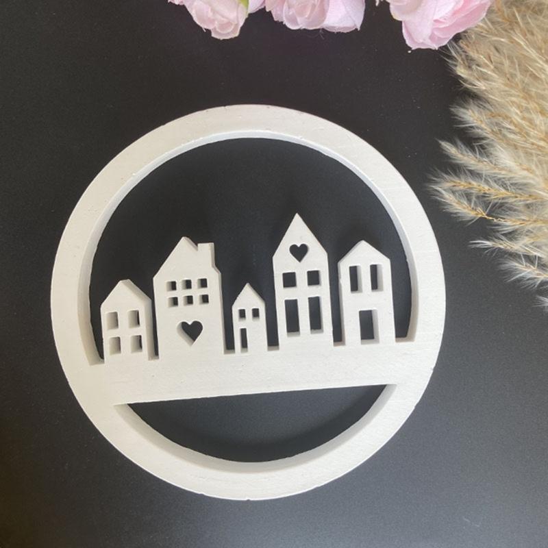 Hollow House Wreath Resins Molds for Making Tealight Holder Decorations Holiday Gift Room Decorations Art Craft Project