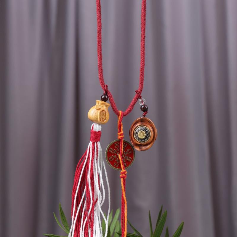Golden Sandalwood Cute Star Gourd Car Pendant for Peace