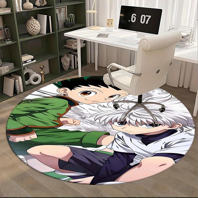 1 шт. Ковер круглый Hunter x Hunter Killua & Gon - Коврик для стула с дизайном из аниме-мультфильма, нескользящий ковер для офиса, домашнего декора, гостиной