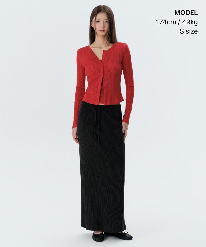 Musinsa Standard Woman Women'S Slub Ribbed Maxi Skirt [Black]
