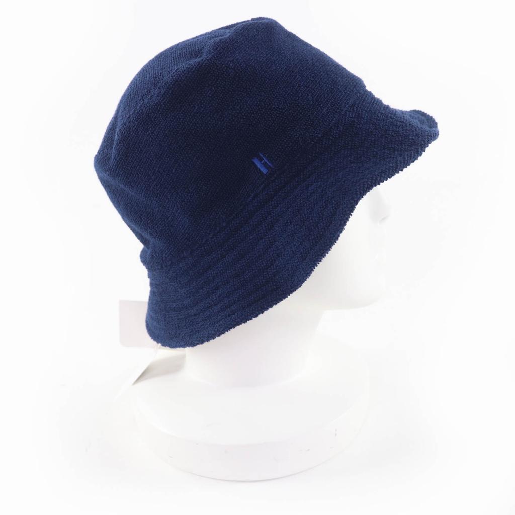 Pristine HERMES hat H logo embroidered bucket hat Navy cotton Women XS Used