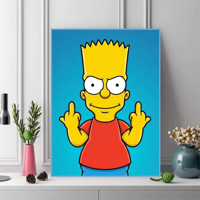 Bart Simpson Pattern 3pcs 100% Round Full Drill 5D DIY Diamond Painting Embroidery Cross Stitch Rhinestone Décor