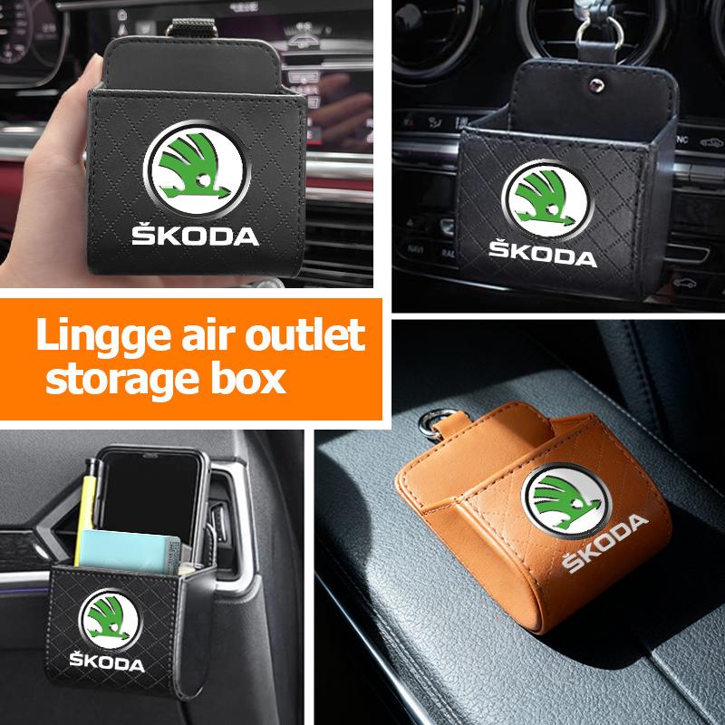 AAABU1 For Skoda Car Storage Bag Air Vent Dashboard Tidy Hanging Organizer Box Auto Accessories Fabia Kamiq Superb Scala Enyaq-iV MK3