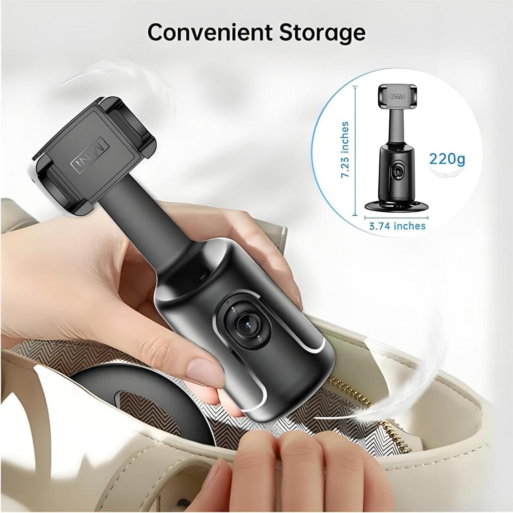 Smart Facial Phone Tripod, 360° Rotation Hands-Free Auto Face Tracking Tripod, Gesture Control & No App, Retractable Phone Stand For Vlogging, Li