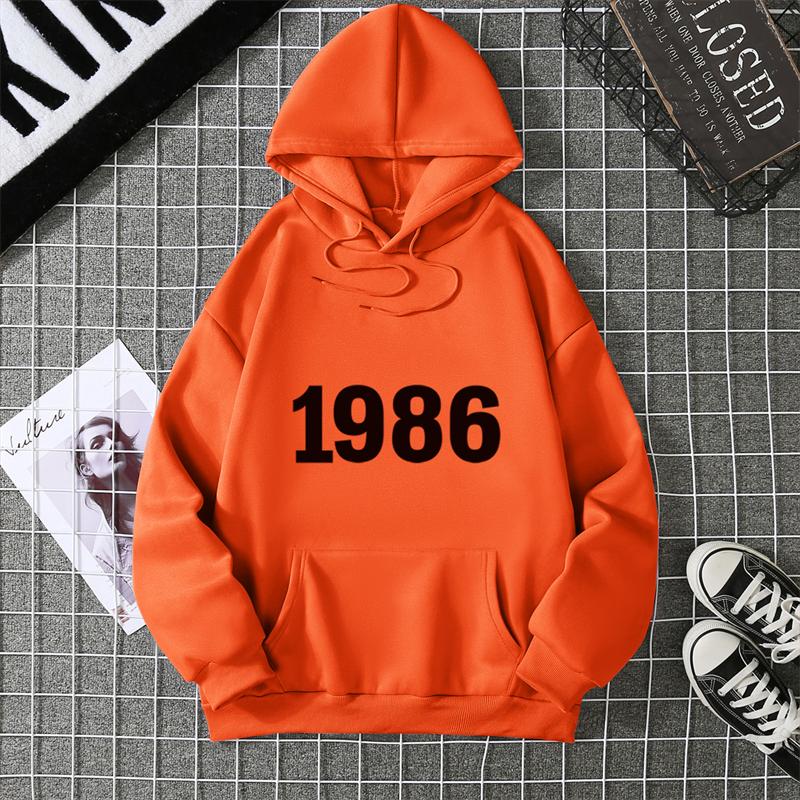 1986 Personality Street City Letter Print Tracksuit Women Novelty Fashion Hoodies Loose Fleece Hoody Casual Comfortable Clothes