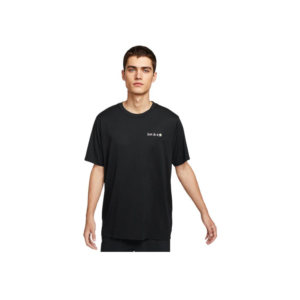 Nike Футболка Dri-Fit Letter Print Cartoon Anime Pattern Quick-Dry Training Knit с круглым вырезом и коротким рукавом, мужские топы, черная FZ8045-010