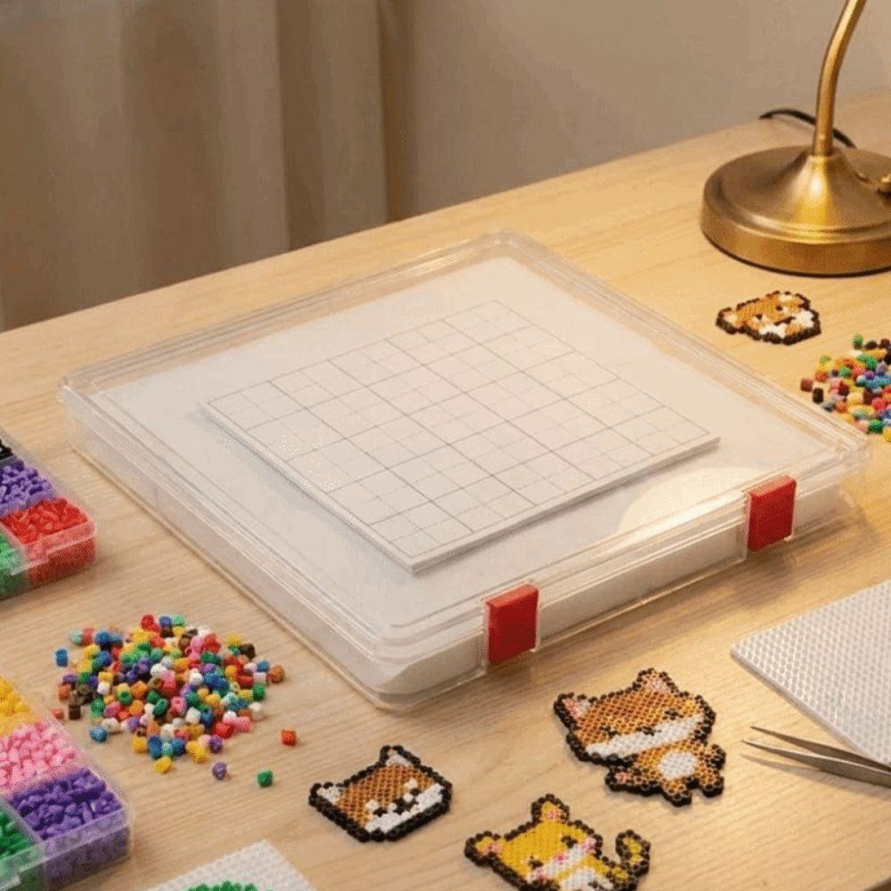 Latch Lid Bead Storage Box Hinged Lid Plastic Craft Organizer For Perler Beads